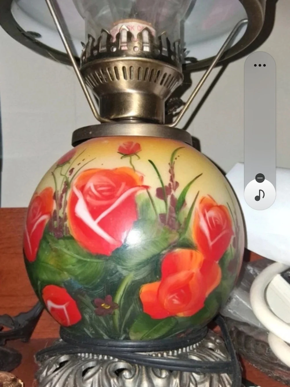 Hand-Painted Floral Rose Lantern in Red and Cream